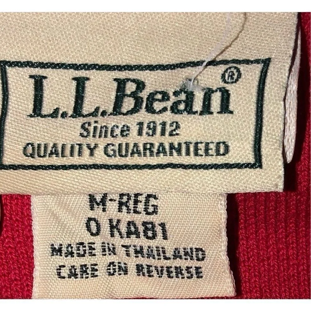 L.L.‎ Bean Mens Size Medium Regular Red 100% Cotton Long Sleeve Polo Shirt